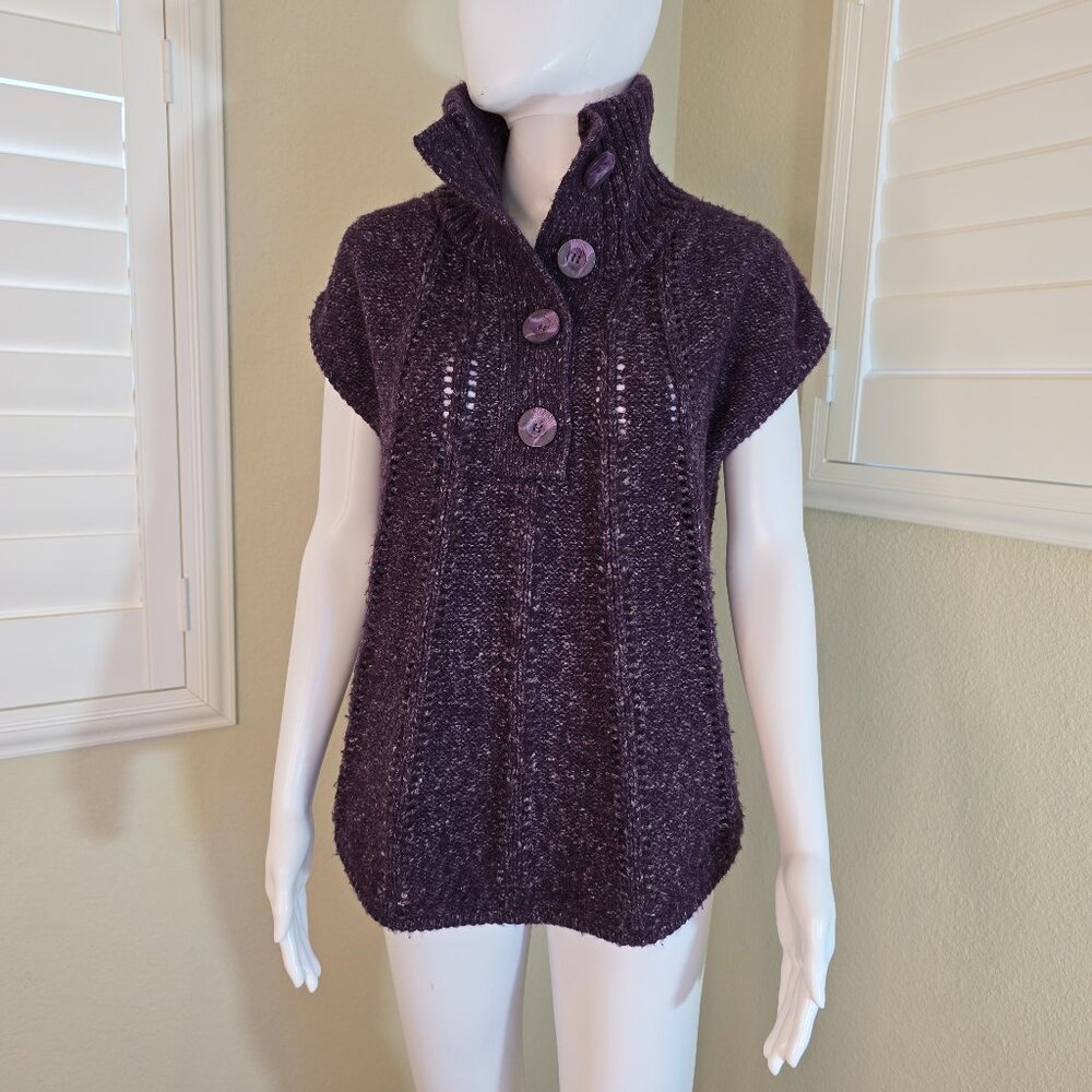 BCBGMaxAzria Pointelle Sweater Pullover Dark Orchid